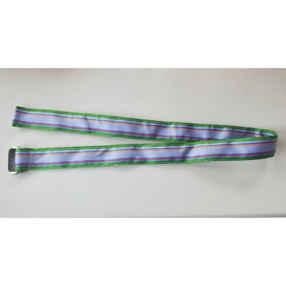 Lands' End women's multicolored ribbon cloth belt size M D ring Striped 37" - Picture 3 of 4